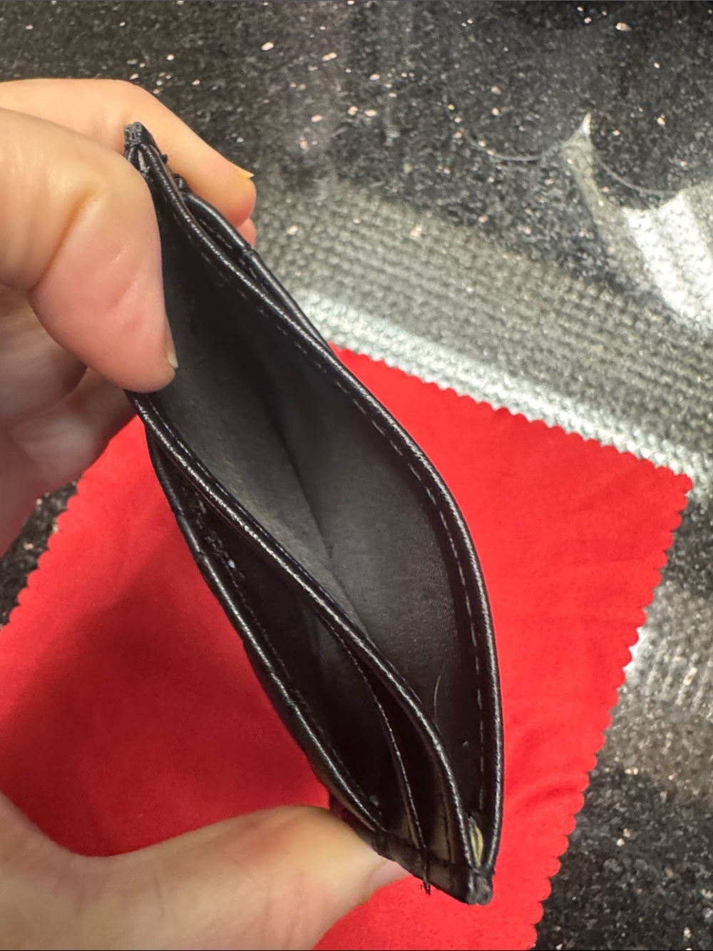Black Quilted Lambskin Card Case with Gold CC- Fake - Picture 6 of 6